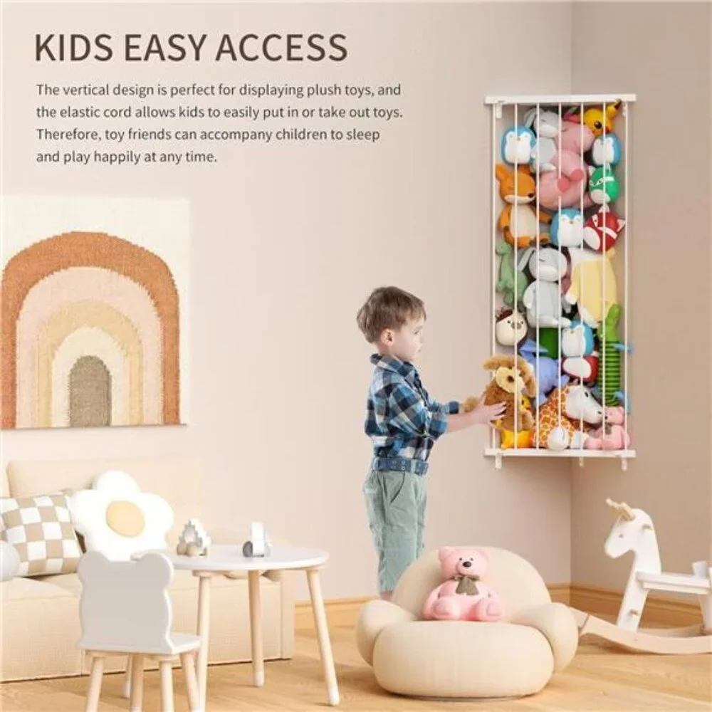 Corner Stuffed Animal Storage Organizer - Kids Stuffed Animals Holder with Light